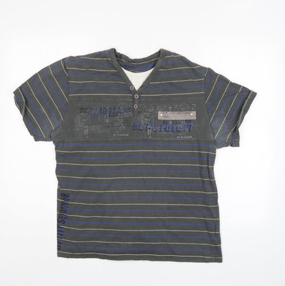 NEXT Mens Grey Striped   Polo Size L