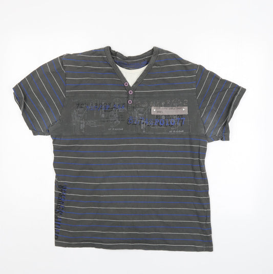 NEXT Mens Grey Striped   Polo Size L