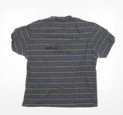 NEXT Mens Grey Striped   Polo Size L