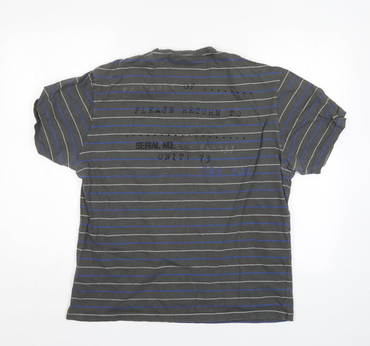 NEXT Mens Grey Striped   Polo Size L