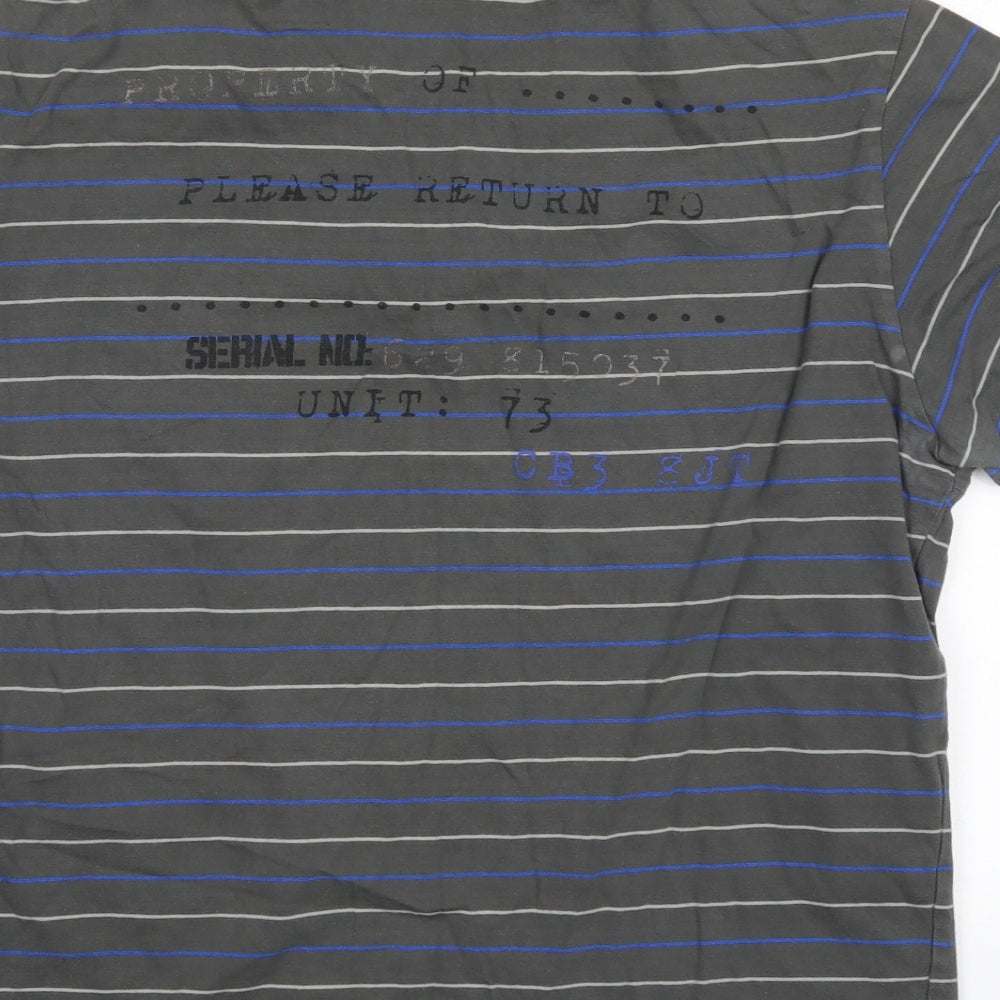NEXT Mens Grey Striped   Polo Size L