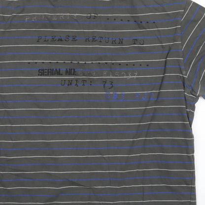 NEXT Mens Grey Striped   Polo Size L