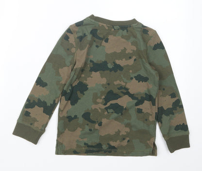 M&Co Boys Green Camouflage  Pullover Jumper Size 5-6 Years