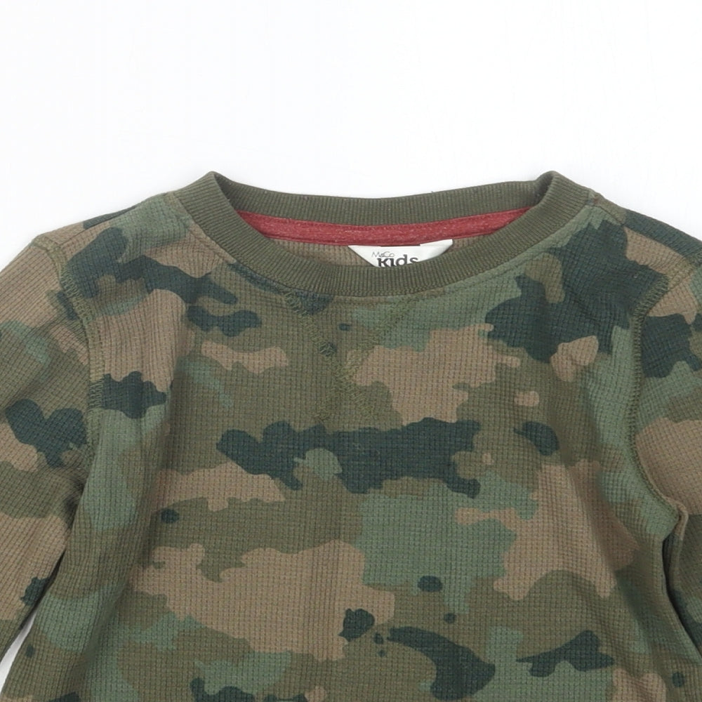M&Co Boys Green Camouflage  Pullover Jumper Size 5-6 Years