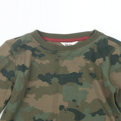 M&Co Boys Green Camouflage  Pullover Jumper Size 5-6 Years