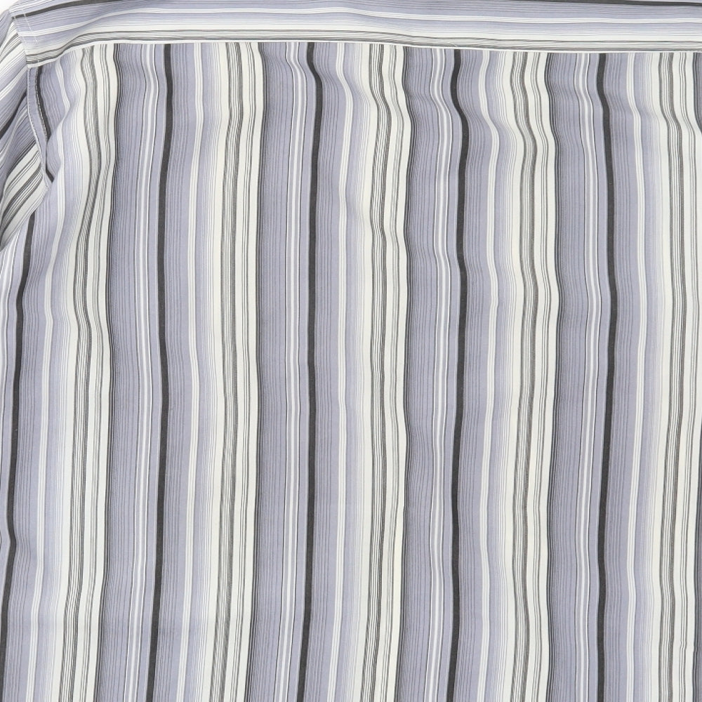 Simon Clark Mens Grey Striped   Button-Up Size XL
