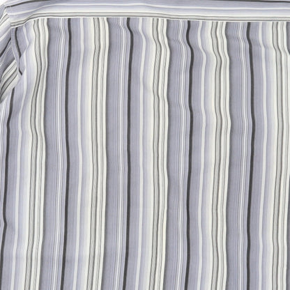 Simon Clark Mens Grey Striped   Button-Up Size XL