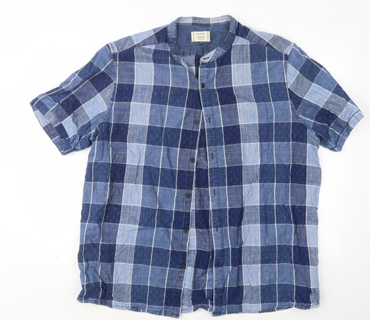 George Mens Blue Check   Button-Up Size XL