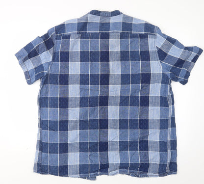 George Mens Blue Check   Button-Up Size XL