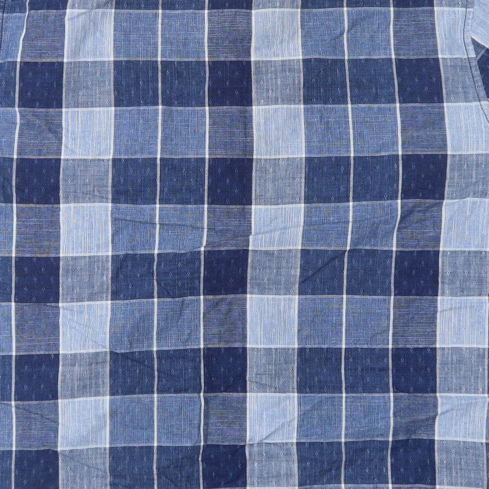George Mens Blue Check   Button-Up Size XL
