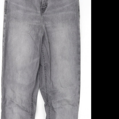 Topshop Womens Grey  Denim Straight Jeans Size 26 in L26 in