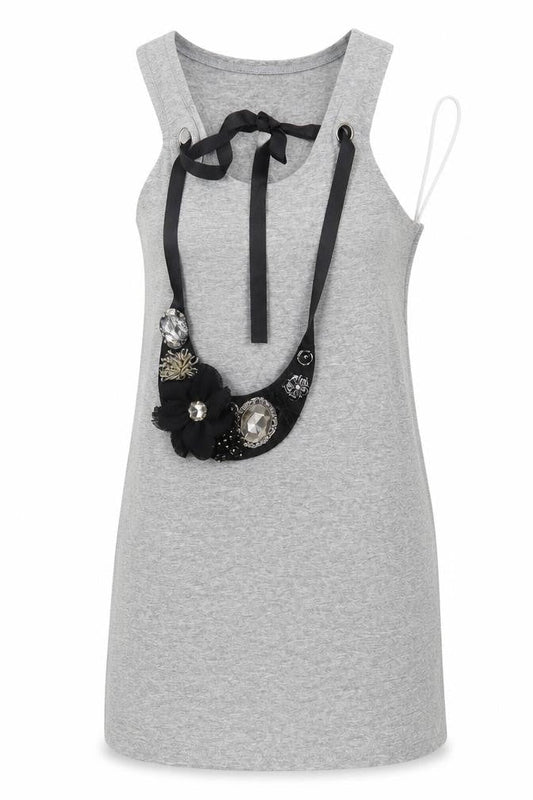 Front view of Miso women’s grey basic tank, size UK 10