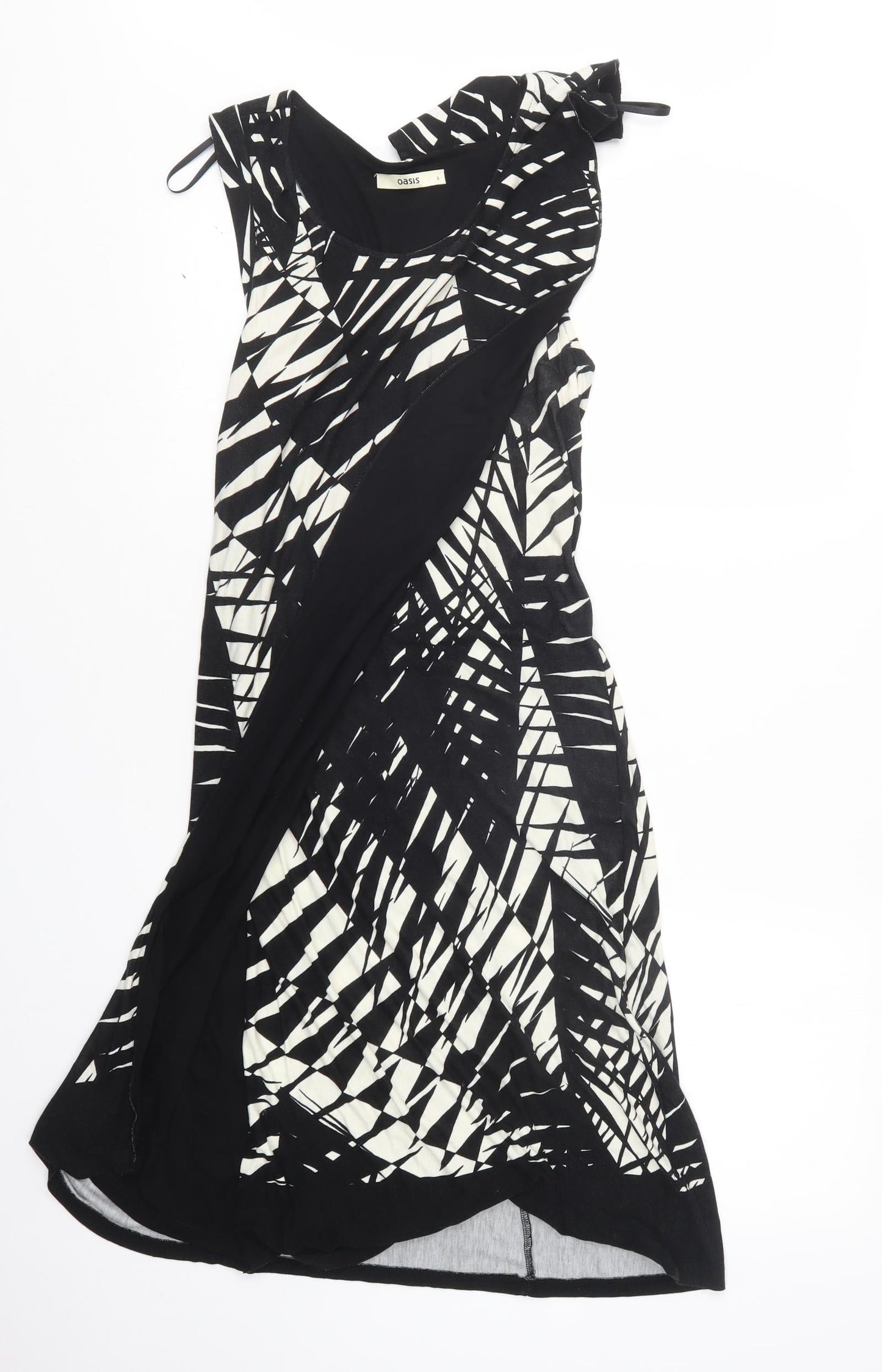 Oasis Womens Black Geometric  T-Shirt Dress  Size S