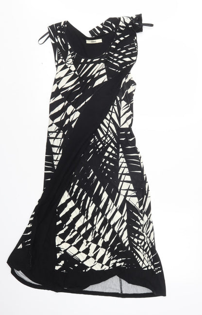 Oasis Womens Black Geometric  T-Shirt Dress  Size S