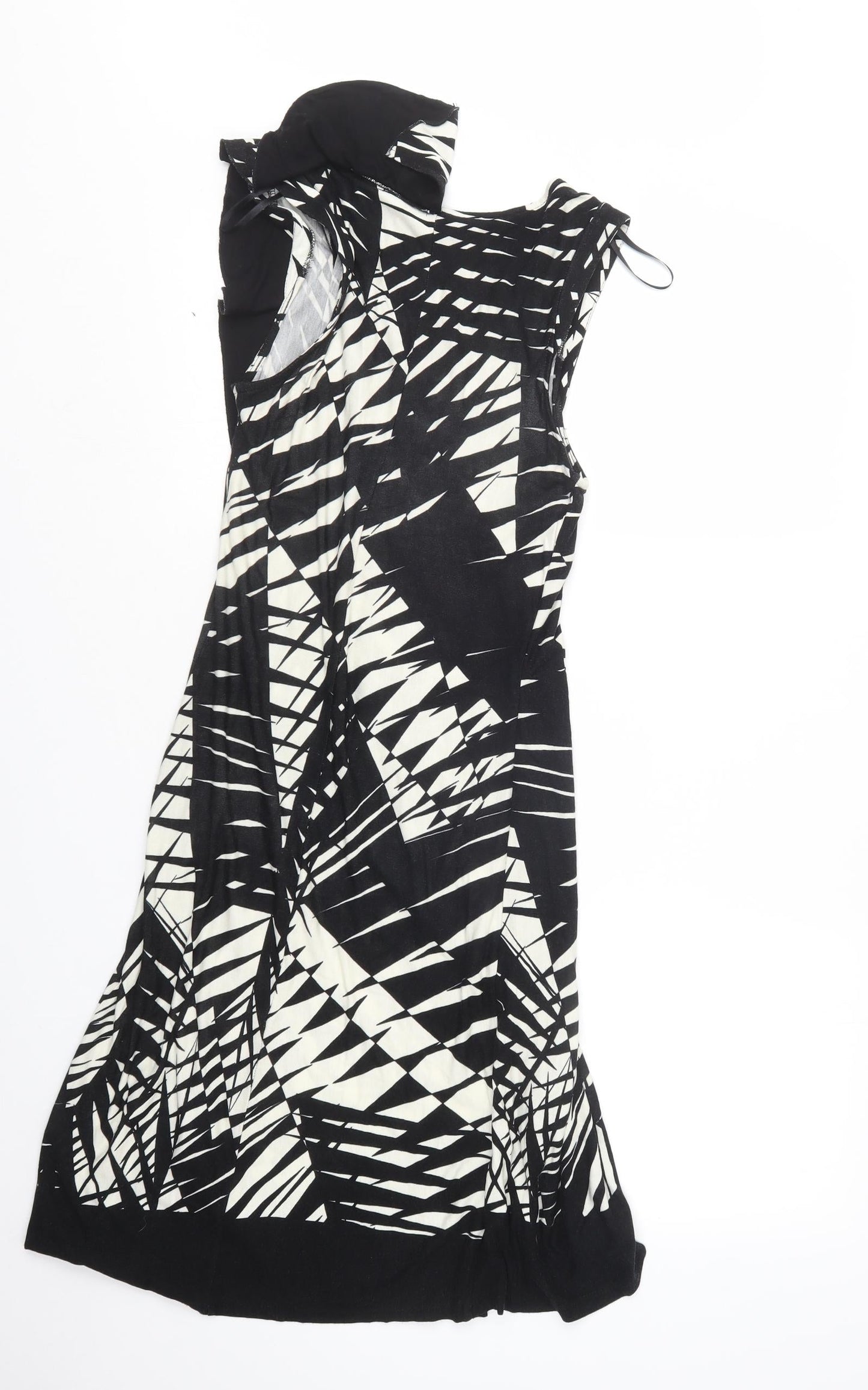 Oasis Womens Black Geometric  T-Shirt Dress  Size S