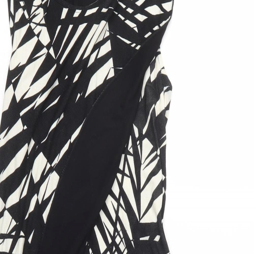 Oasis Womens Black Geometric  T-Shirt Dress  Size S