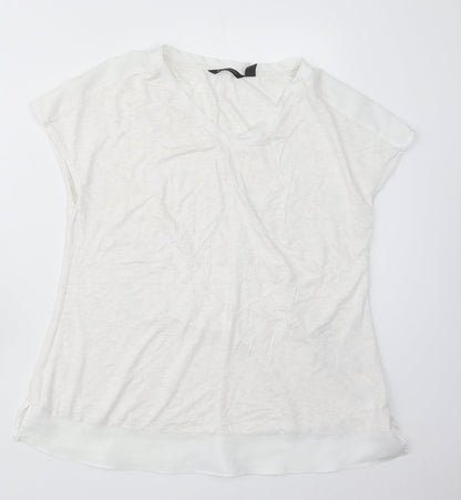 Womens UK Size XS Halston White Basic T-Shirt