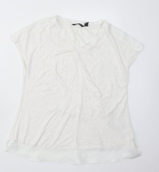 Womens UK Size XS Halston White Basic T-Shirt