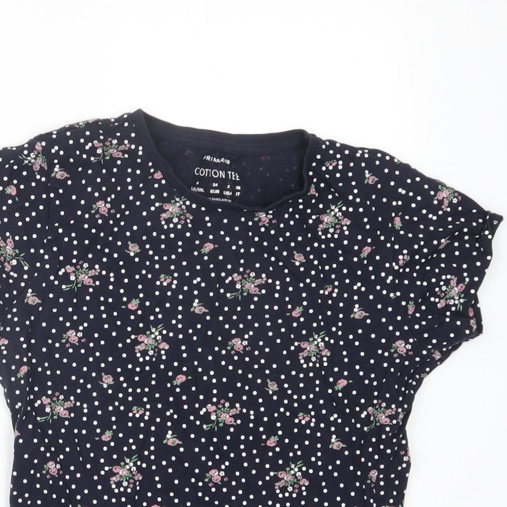 Primark Womens Blue Geometric  Basic T-Shirt Size 6