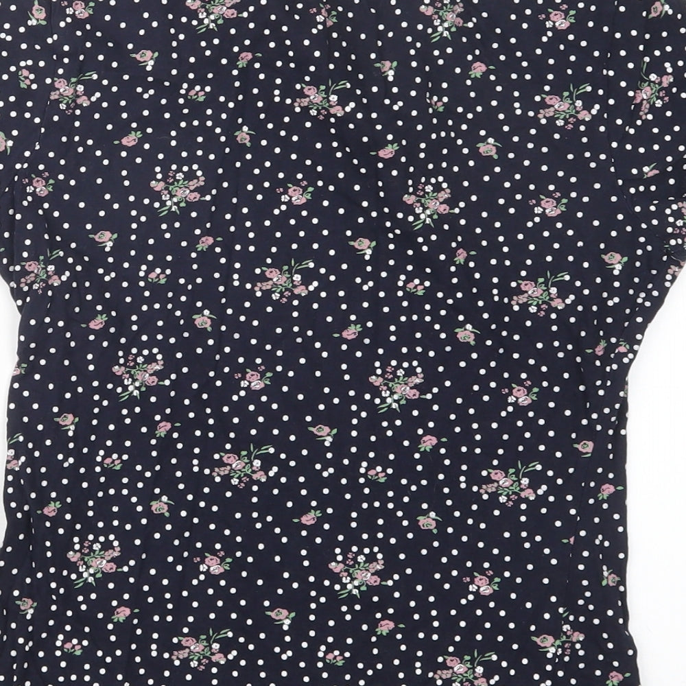 Primark Womens Blue Geometric  Basic T-Shirt Size 6