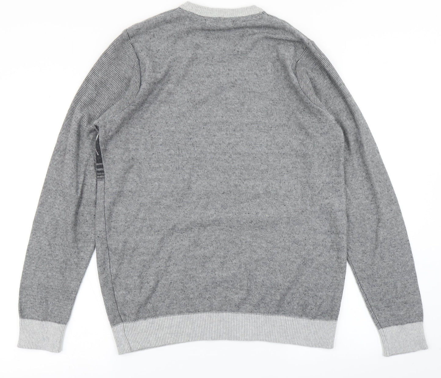 Colin Montgomerie Womens Grey Striped Knit Pullover Jumper Size S