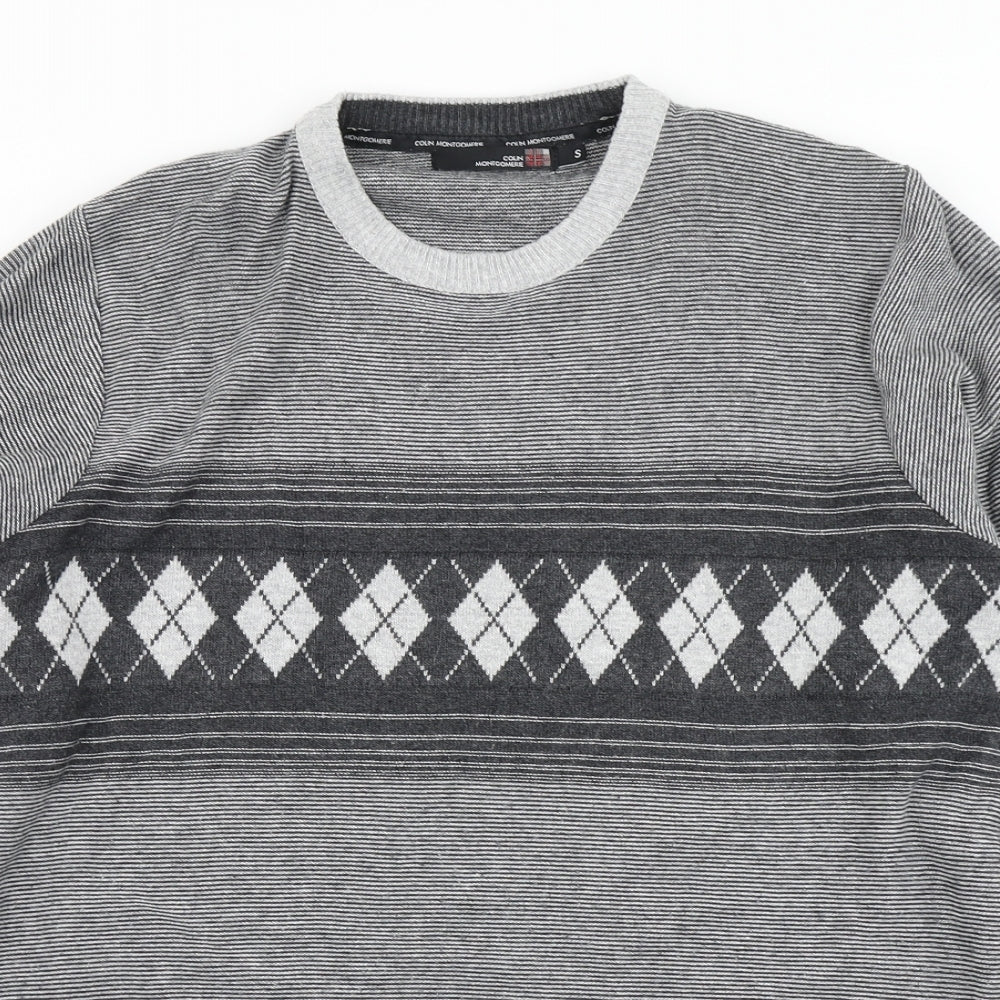 Colin Montgomerie Womens Grey Striped Knit Pullover Jumper Size S