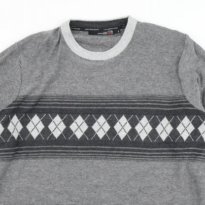 Colin Montgomerie Womens Grey Striped Knit Pullover Jumper Size S