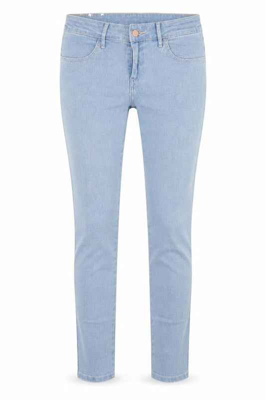 Front view of &Denim women’s blue denim skinny jeans, size UK 31, in, 32-inch leg