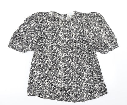 Primark Womens Black Floral  Basic Blouse Size 8