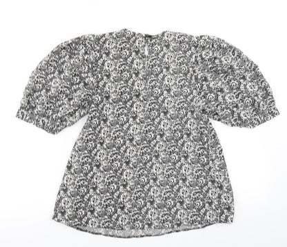 Primark Womens Black Floral  Basic Blouse Size 8