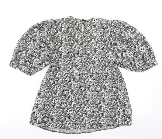 Primark Womens Black Floral  Basic Blouse Size 8