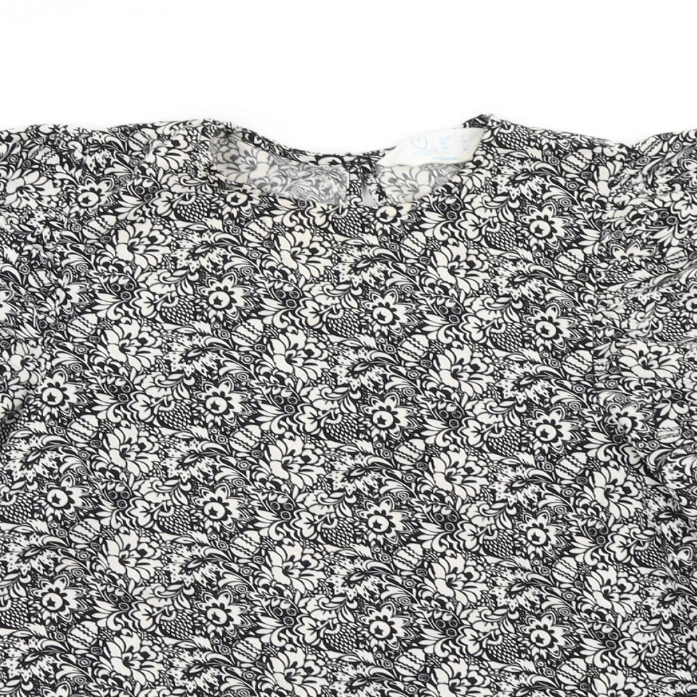 Primark Womens Black Floral  Basic Blouse Size 8