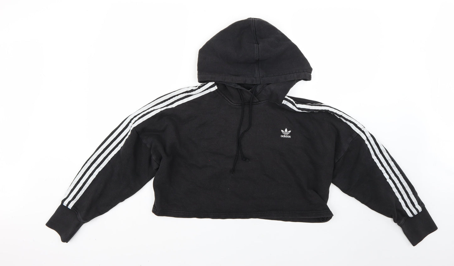 Womens Black Striped  Pullover Hoodie Size 6