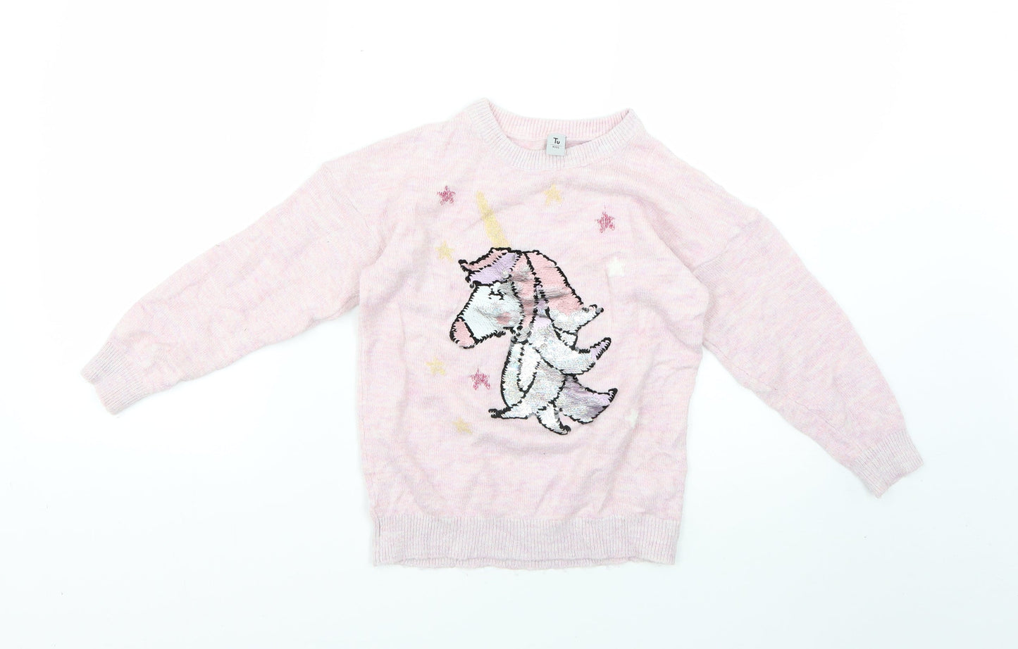 TU Girls Purple Geometric  Pullover Jumper Size 8 Years