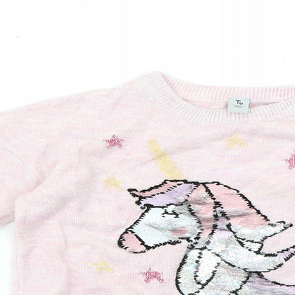 TU Girls Purple Geometric  Pullover Jumper Size 8 Years