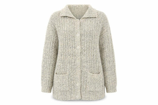 Front view of zingara women’s beige cardigan jumper, size M