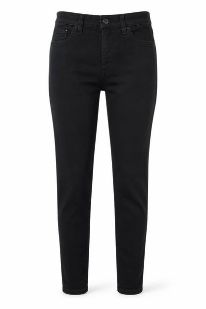 Front view of Topshop women’s black denim skinny jeans, size UK 26, in, 25-inch leg