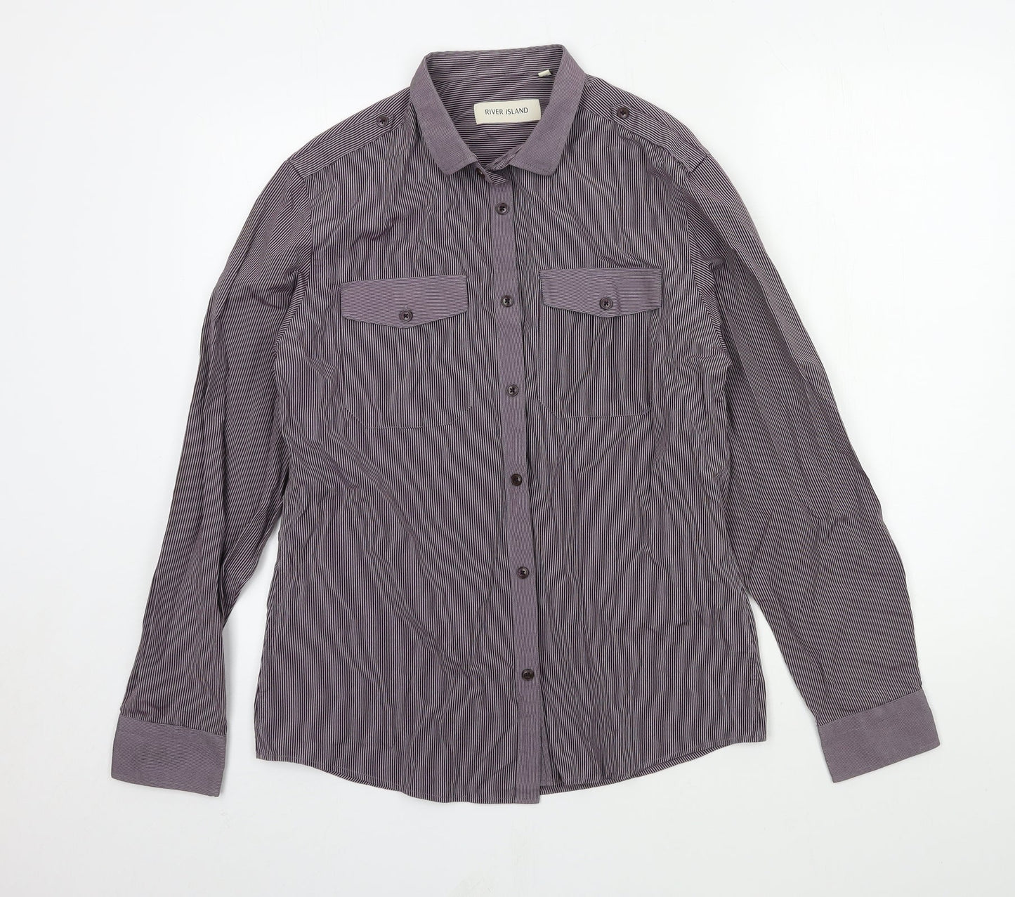 Mens UK Size M River Island Purple  Button-Up Long Sleeve Casual Shirt