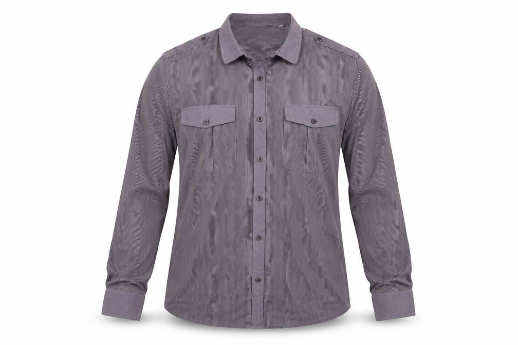 Front view of River Island men’s purple button-up, size M