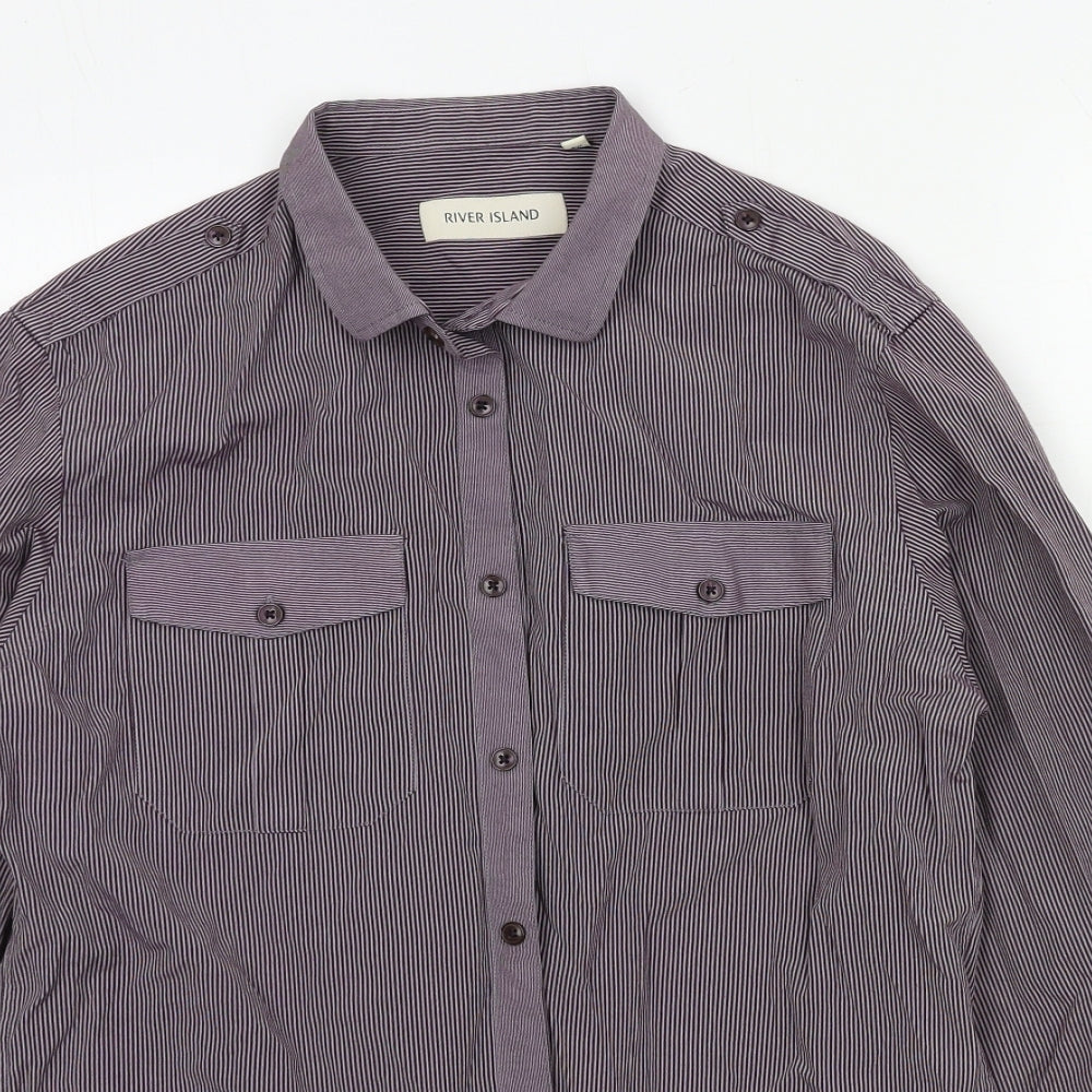 Mens UK Size M River Island Purple  Button-Up Long Sleeve Casual Shirt