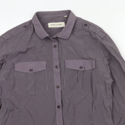 Mens UK Size M River Island Purple  Button-Up Long Sleeve Casual Shirt