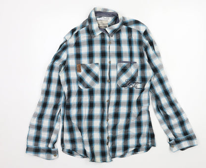 Angelo Litrico Mens Black Check   Button-Up Size M