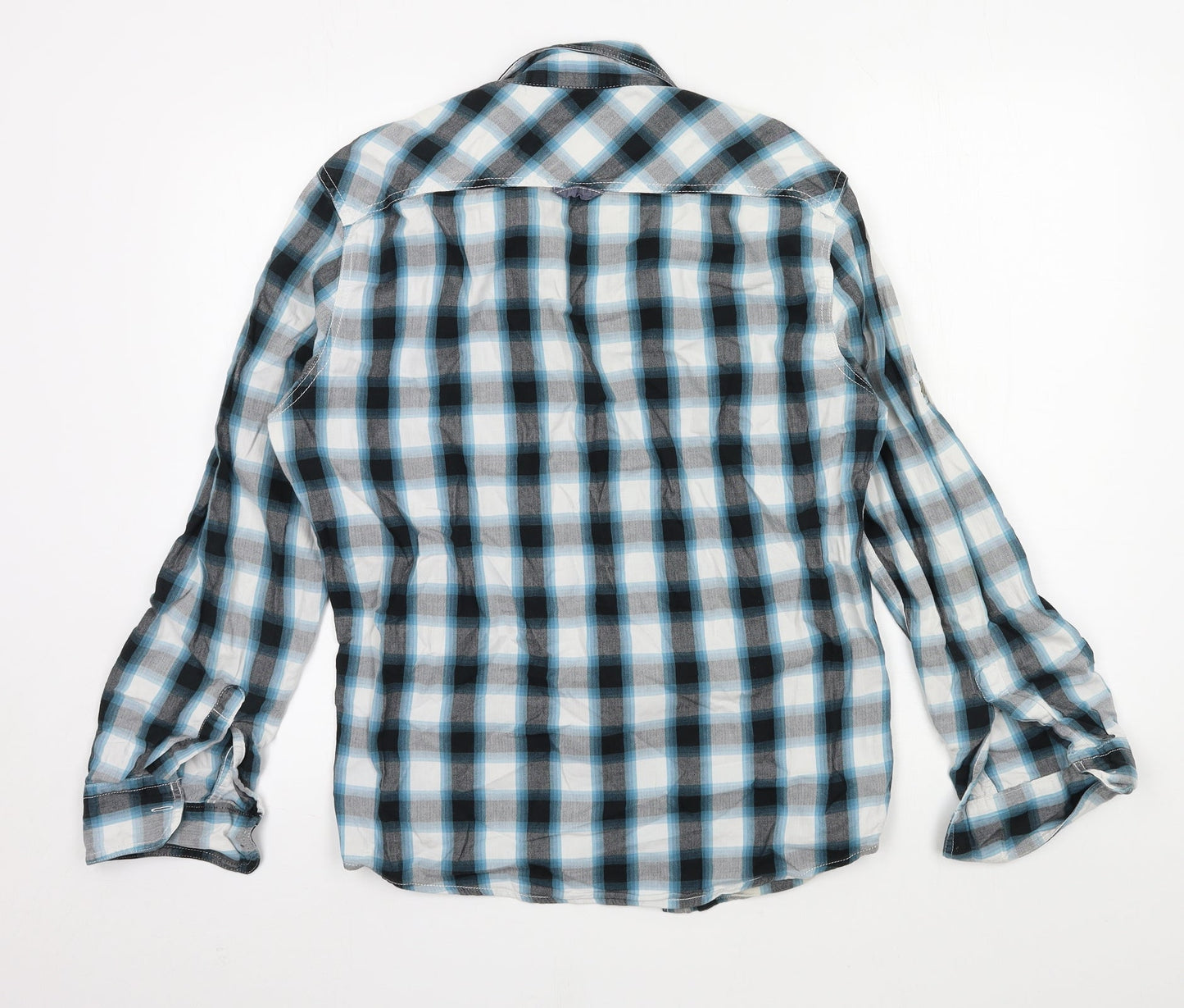 Angelo Litrico Mens Black Check   Button-Up Size M