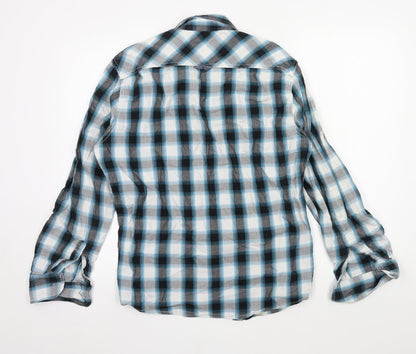 Angelo Litrico Mens Black Check   Button-Up Size M