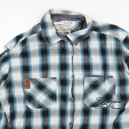 Angelo Litrico Mens Black Check   Button-Up Size M