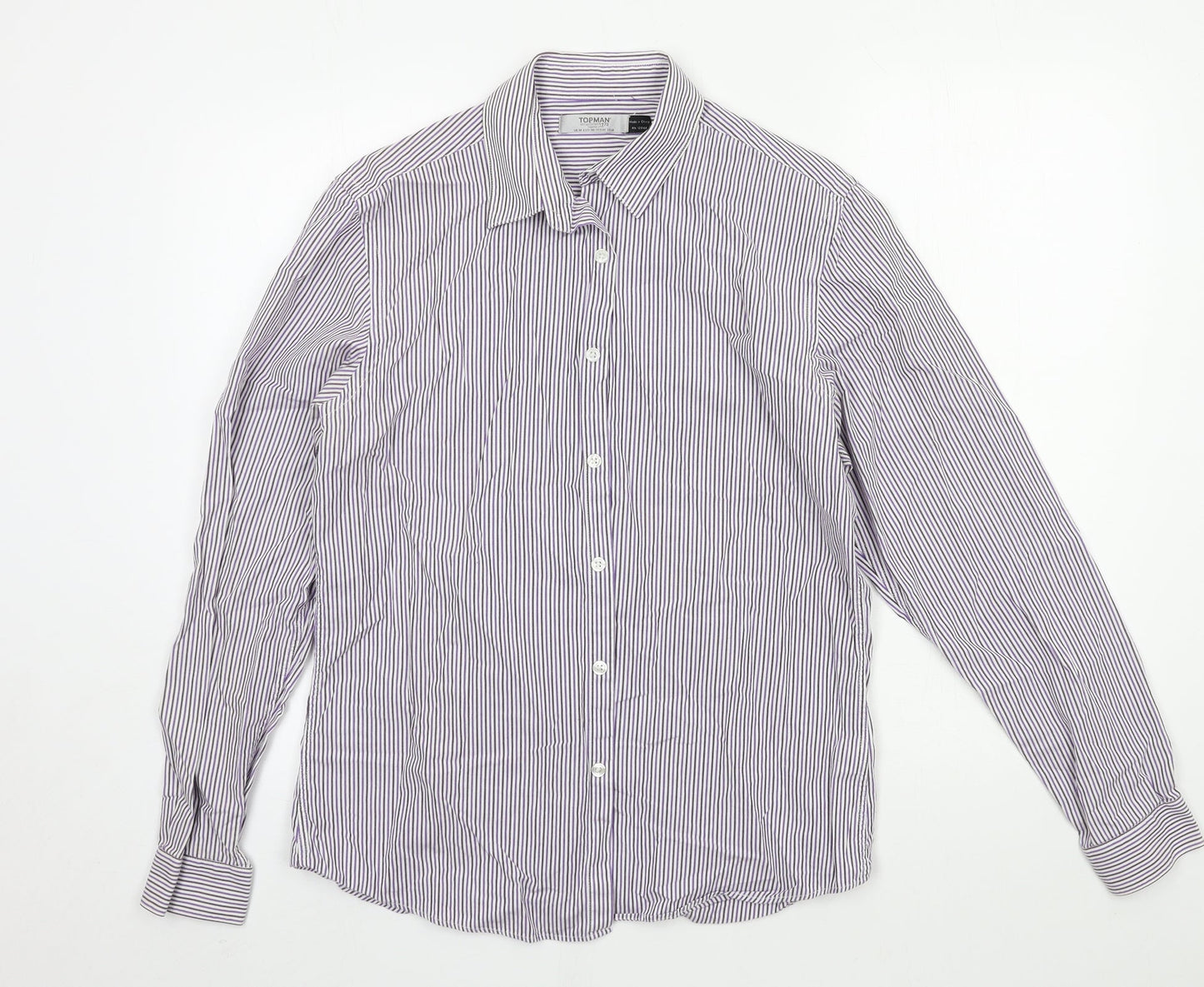 Topman Mens Blue Striped   Button-Up Size M