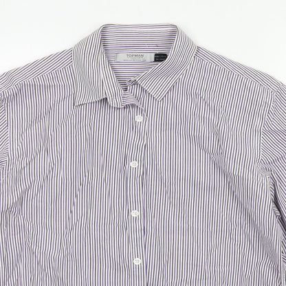 Topman Mens Blue Striped   Button-Up Size M