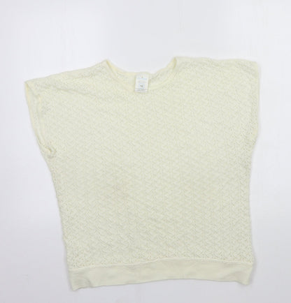 Womens UK Size 18 Littlewoods Ivory Basic T-Shirt
