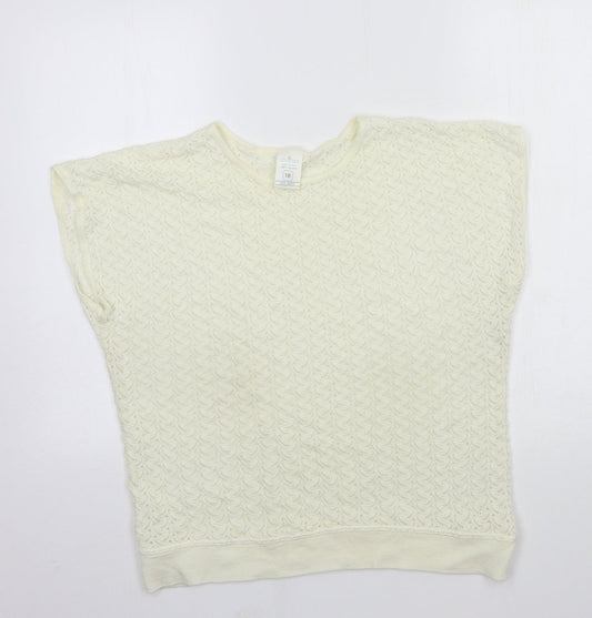 Womens UK Size 18 Littlewoods Ivory Basic T-Shirt