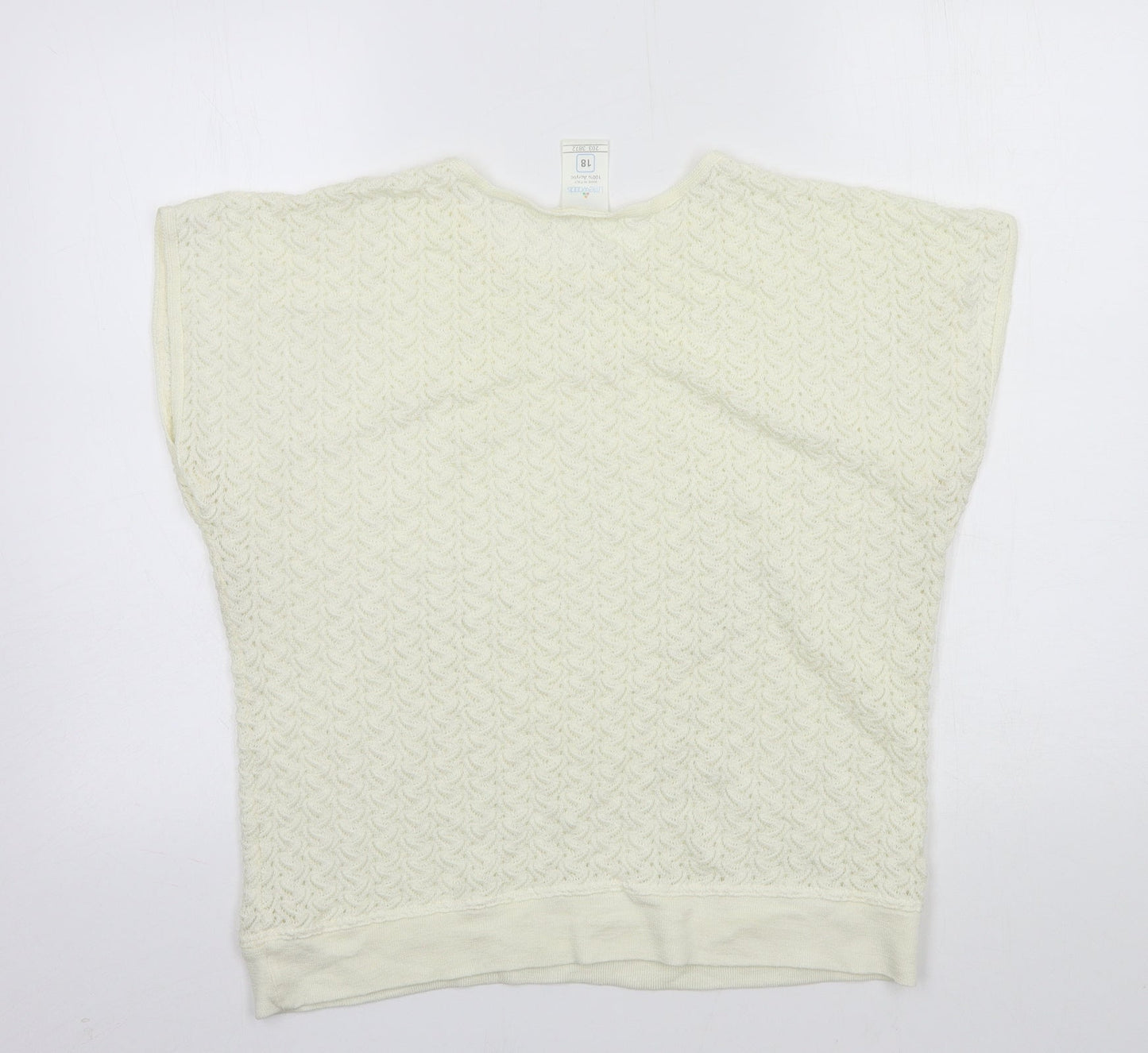 Womens UK Size 18 Littlewoods Ivory Basic T-Shirt